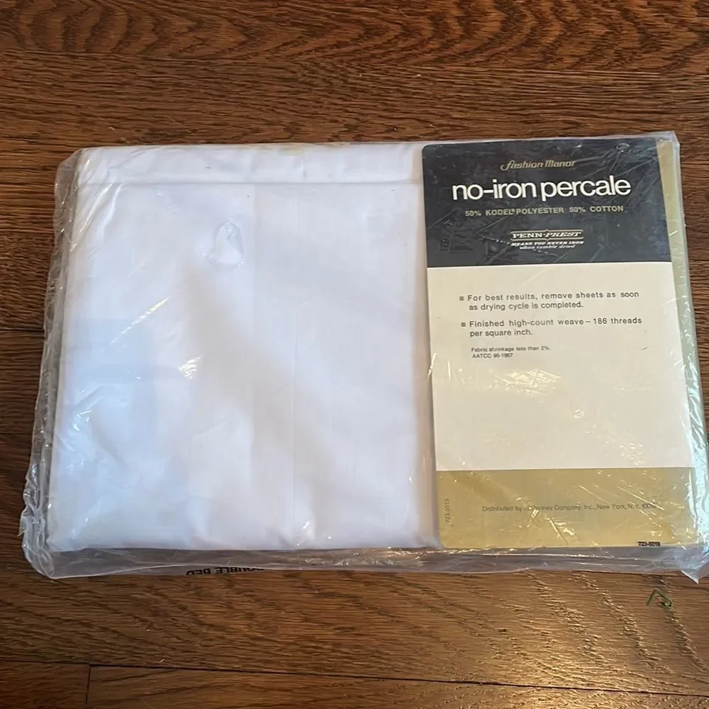 Vtg new in packaging JCPenney one‎ flat white percale sheet for double bed